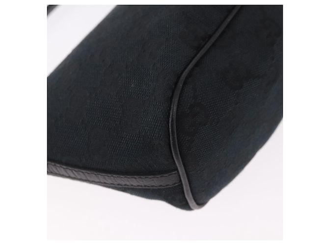 GUCCI GG Canvas Accessory Pouch Black Silver Auth 189166V Silvery - view 16