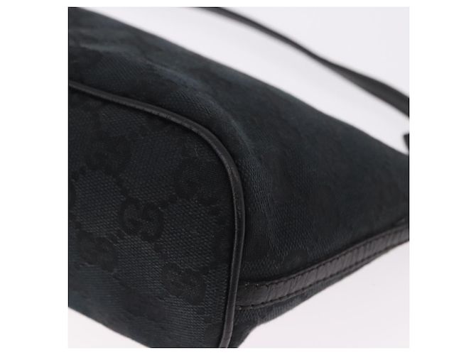 GUCCI GG Canvas Accessory Pouch Black Silver Auth 189166V Silvery - view 17