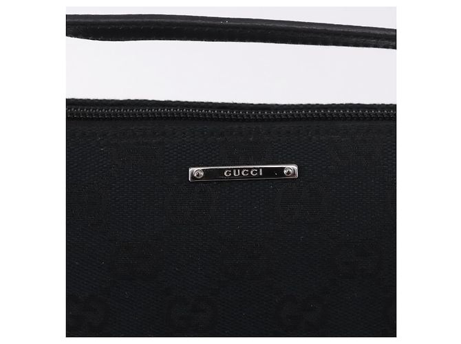 GUCCI GG Canvas Accessory Pouch Black Silver Auth 189166V Silvery - view 18