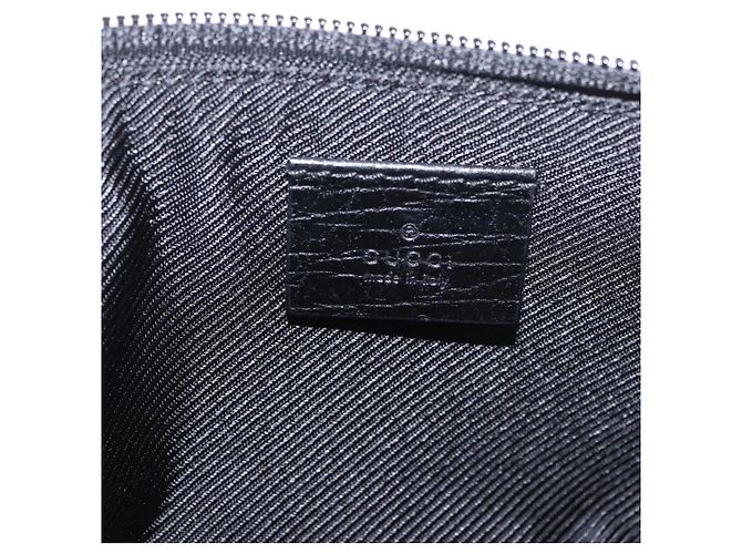 GUCCI GG Canvas Accessory Pouch Black Silver Auth 189166V Silvery - view 19
