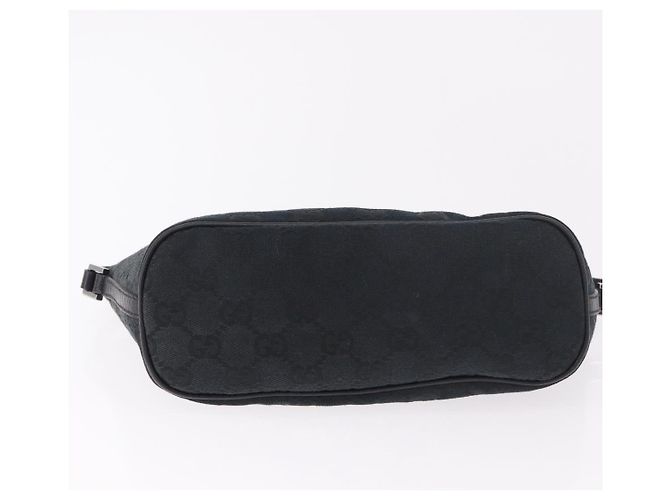 GUCCI GG Canvas Accessory Pouch Black Silver Auth 189166V Silvery - view 5