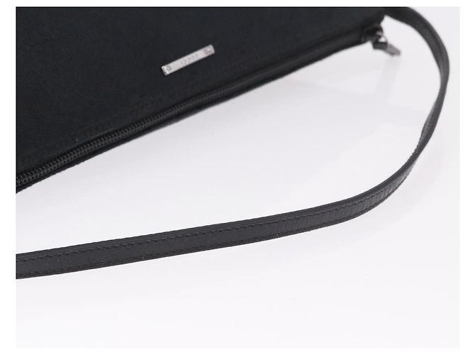GUCCI GG Canvas Accessory Pouch Black Silver Auth 189166V Silvery - view 7