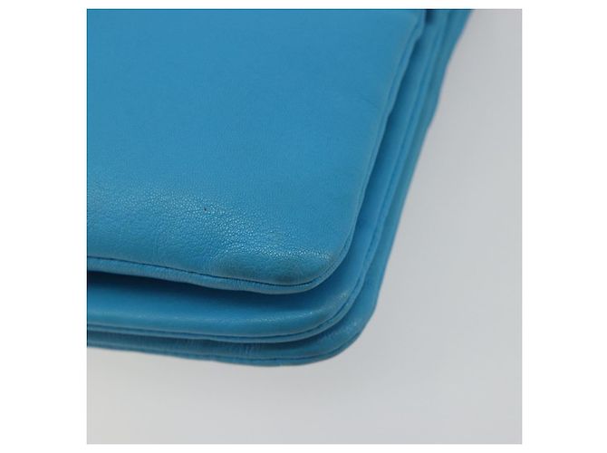 Céline Borsa a tracolla CELINE Trio in pelle azzurro oro Auth 189302 D'oro Blu chiaro - vista 15