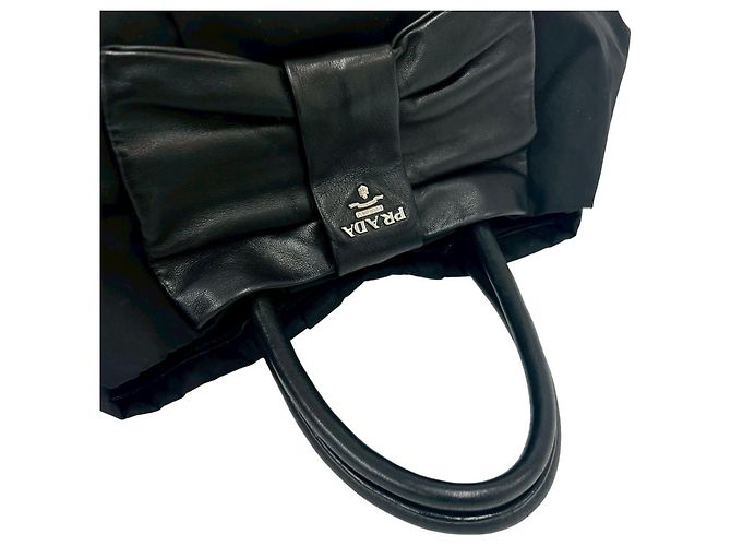 Borsa Prada Tessuto Nylon Ribbon Motif Nero - vista 4