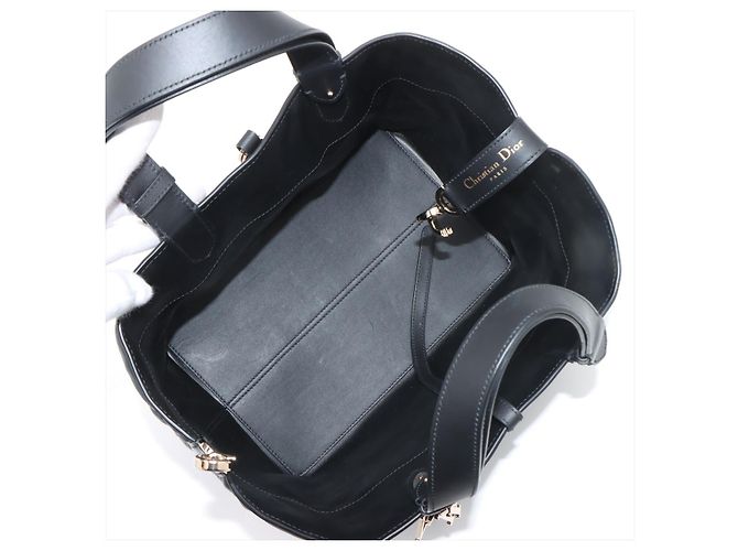 Dior Borsa Tote Toujours Medium in pelle di vitello Macrocannage Black Nero - vista 7