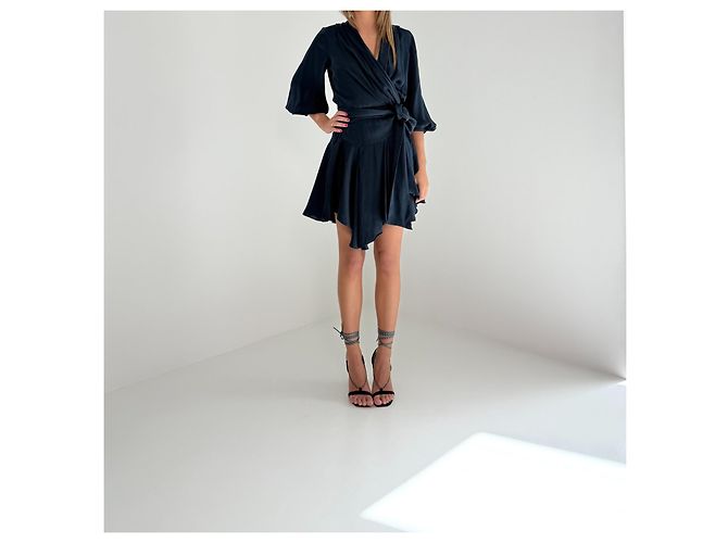 Zimmermann Wickelkleid aus blauer Seide Dunkelblau - Ansicht 2