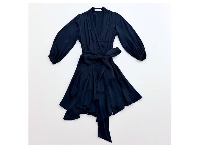 Zimmermann Wickelkleid aus blauer Seide Dunkelblau - Ansicht 3