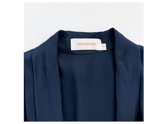 Zimmermann Wickelkleid aus blauer Seide Dunkelblau - Ansicht 6