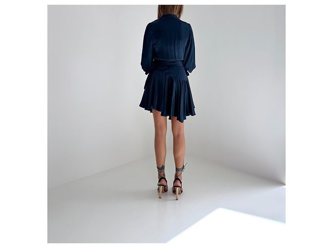 Zimmermann Wickelkleid aus blauer Seide Dunkelblau - Ansicht 9