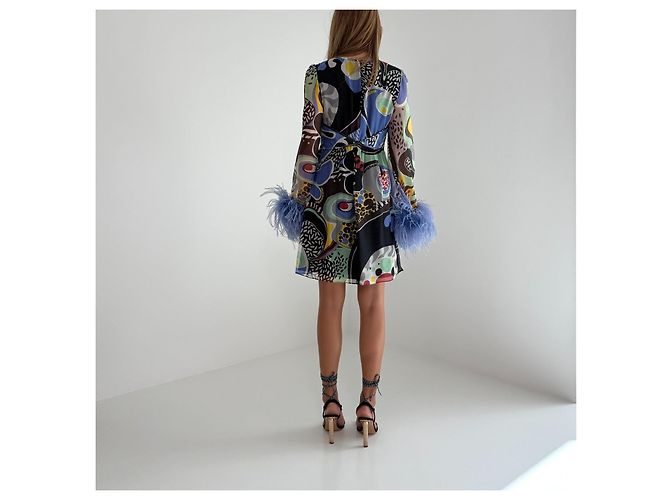 Moschino Vestido mini de seda con plumas Resort 2023 Multicolor - vista 13