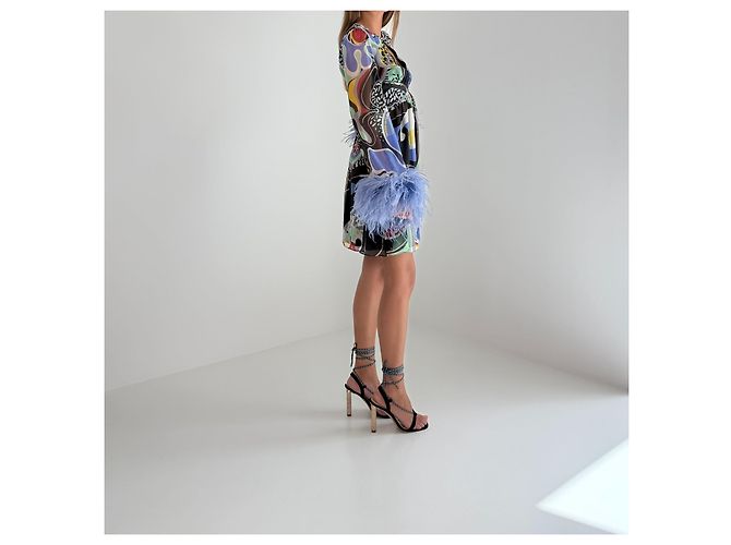 Moschino Vestido mini de seda con plumas Resort 2023 Multicolor - vista 3