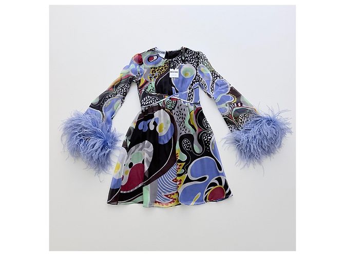 Moschino Vestido mini de seda con plumas Resort 2023 Multicolor - vista 4