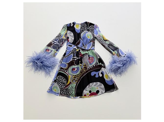 Moschino Vestido mini de seda con plumas Resort 2023 Multicolor - vista 5