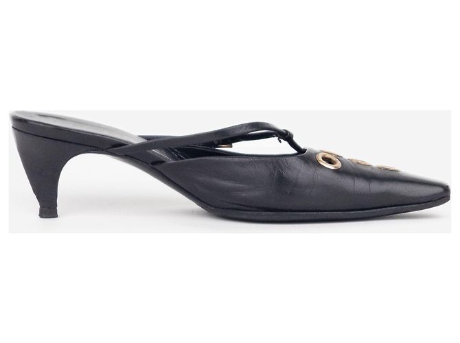 Mules Prada anni 2000 con punta quadrata, occhielli e tacco kitten Nero - vista 4