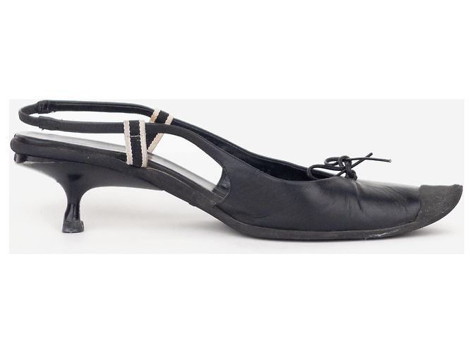 Miu Miu SS99 Slingback-Kittenheels mit Schleife und Gummikappe Schwarz - Ansicht 4