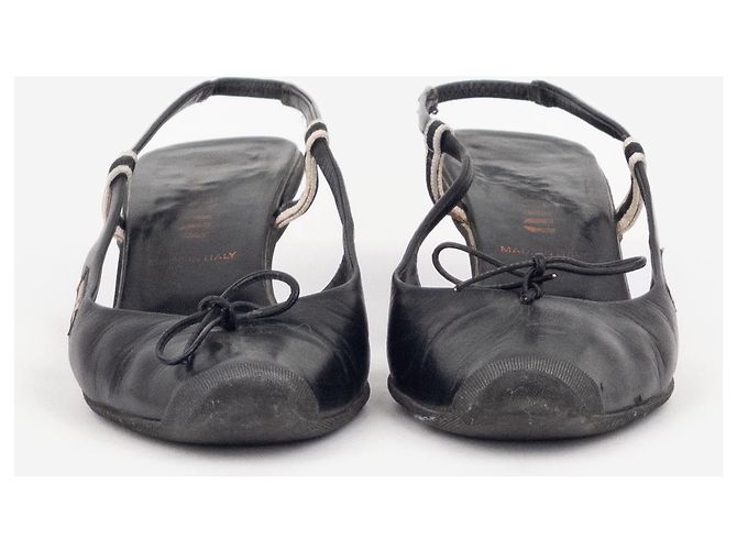 Miu Miu SS99 Slingback-Kittenheels mit Schleife und Gummikappe Schwarz - Ansicht 5