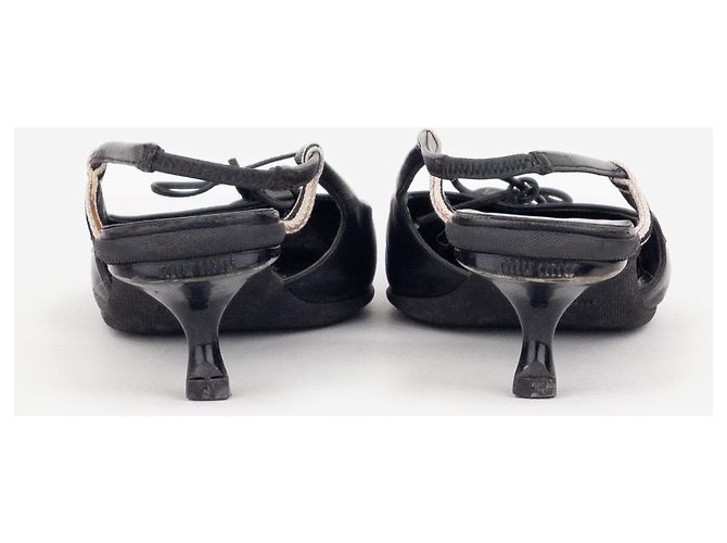 Miu Miu SS99 Slingback-Kittenheels mit Schleife und Gummikappe Schwarz - Ansicht 6