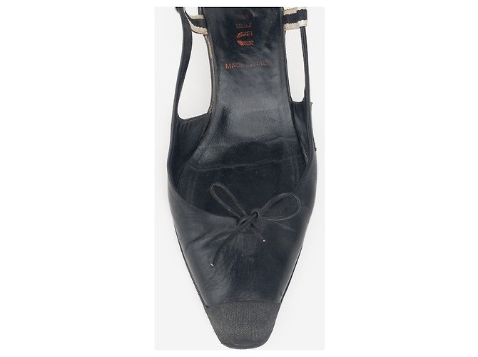 Miu Miu SS99 Slingback-Kittenheels mit Schleife und Gummikappe Schwarz - Ansicht 7