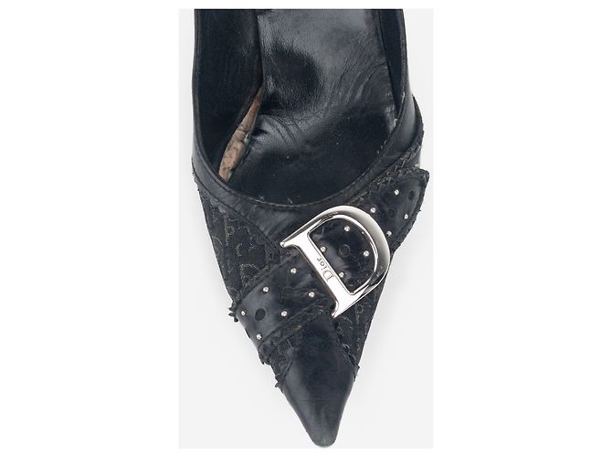 Décolleté Dior by Galliano SS04 'D Trick' Diorissimo Monogram Pump Heels Nero - vista 7
