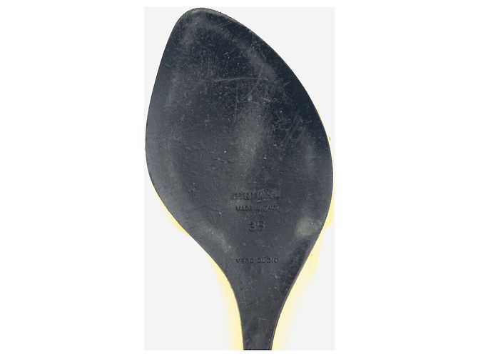 Sandálias de salto plataforma Miu Miu 2000s Bow Wedge Mule Heels Amarelo - vista 9