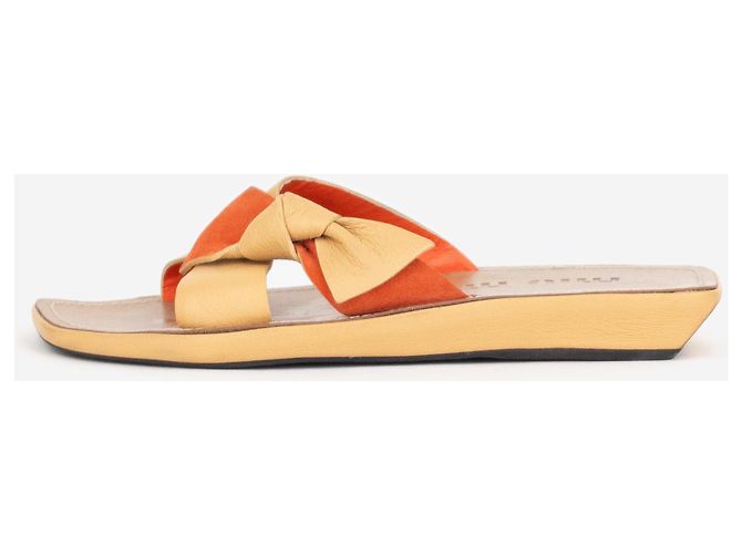 Sandali Miu Miu 2000s Angular Ribbon Slides Beige - vista 4