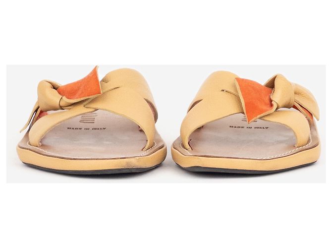 Sandali Miu Miu 2000s Angular Ribbon Slides Beige - vista 6