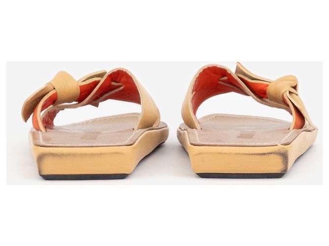 Sandali Miu Miu 2000s Angular Ribbon Slides Beige - vista 7