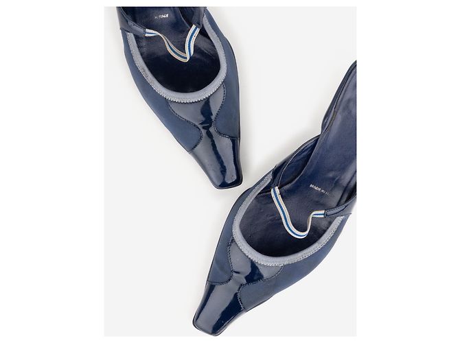 Mule Mary-Jane con punta quadrata e tacco kitten Prada SS00 Blu navy - vista 2