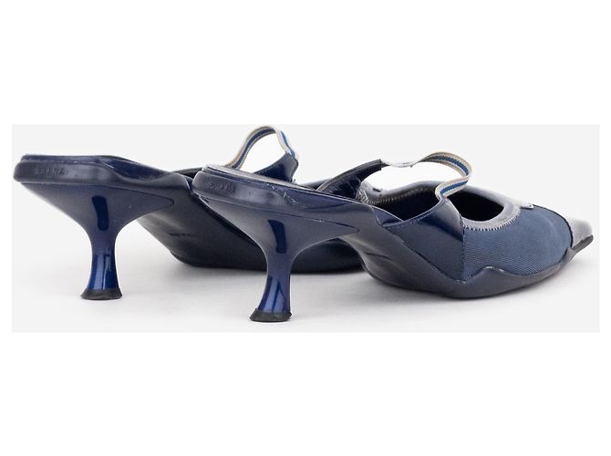 Mule Mary-Jane con punta quadrata e tacco kitten Prada SS00 Blu navy - vista 3