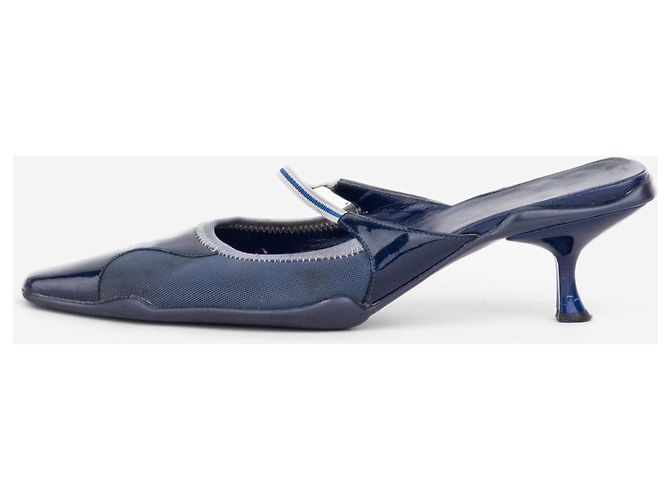 Mule Mary-Jane con punta quadrata e tacco kitten Prada SS00 Blu navy - vista 4