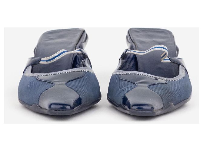 Mule Mary-Jane con punta quadrata e tacco kitten Prada SS00 Blu navy - vista 6