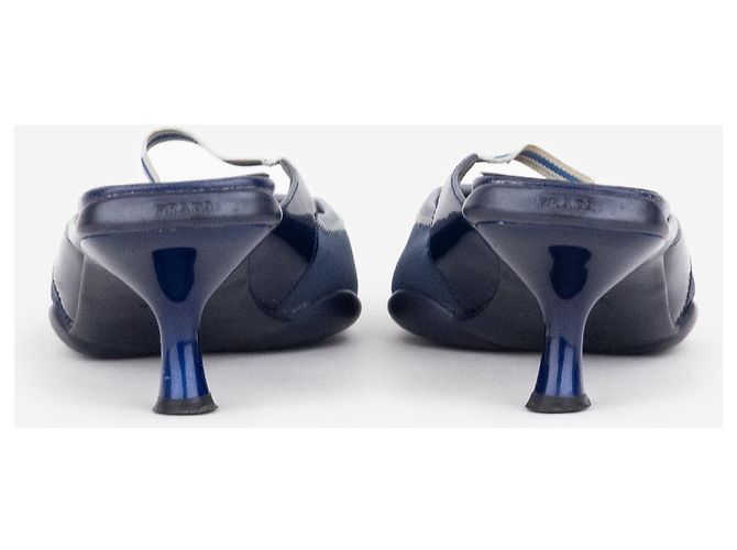 Mule Mary-Jane con punta quadrata e tacco kitten Prada SS00 Blu navy - vista 7