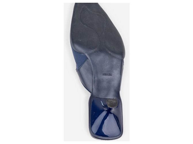 Mule Mary-Jane con punta quadrata e tacco kitten Prada SS00 Blu navy - vista 9