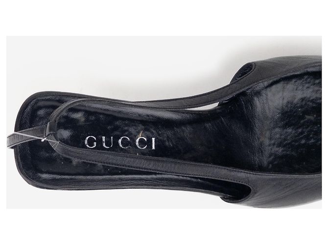 Gucci by Tom Ford SS98 Square Toe Crystal Slingback Pumps Schwarz - Ansicht 10