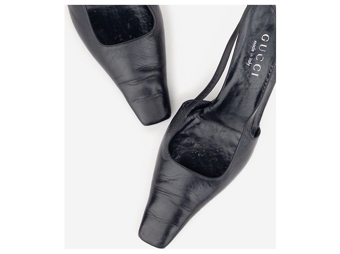 Gucci by Tom Ford SS98 Square Toe Crystal Slingback Pumps Schwarz - Ansicht 8
