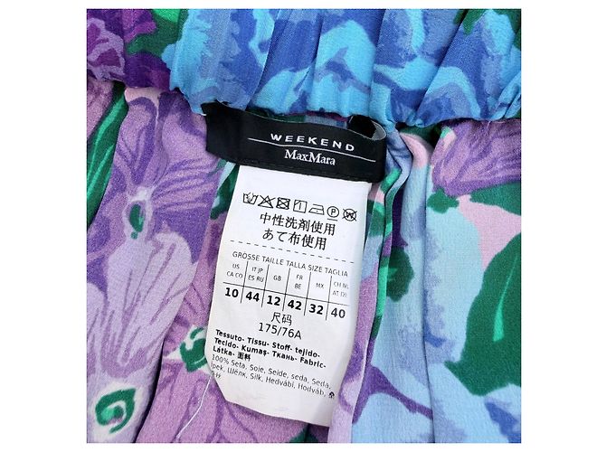 Completo in Seta Floreale Weekend Max Mara Rosa Blu Verde Porpora - vista 10