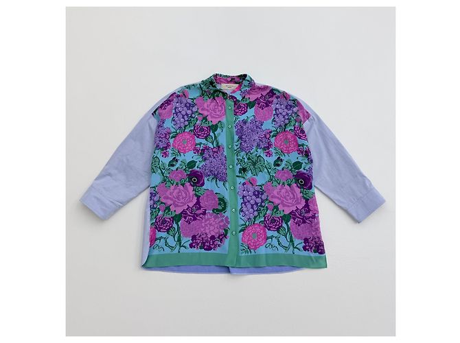 Completo in Seta Floreale Weekend Max Mara Rosa Blu Verde Porpora - vista 4