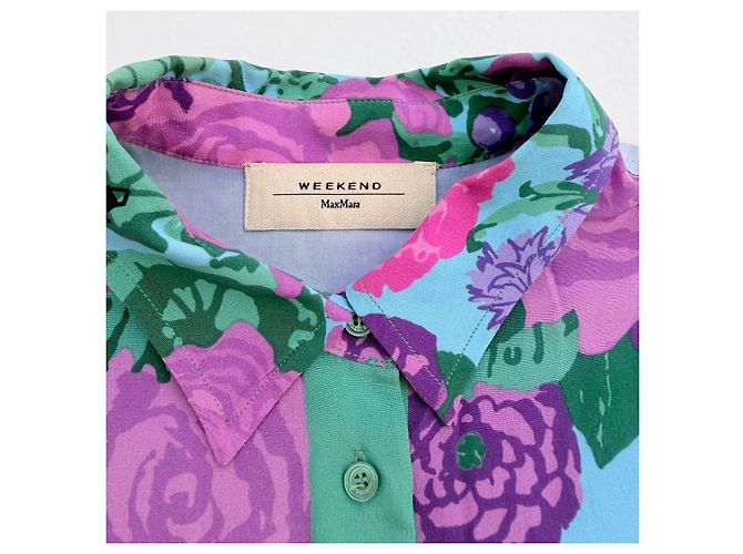 Completo in Seta Floreale Weekend Max Mara Rosa Blu Verde Porpora - vista 6