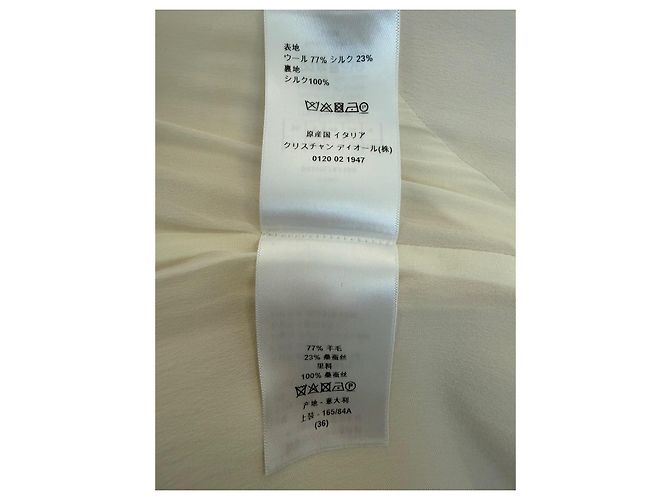 Christian Dior Abito Lungo in Lana e Seta Beige Crudo - vista 9