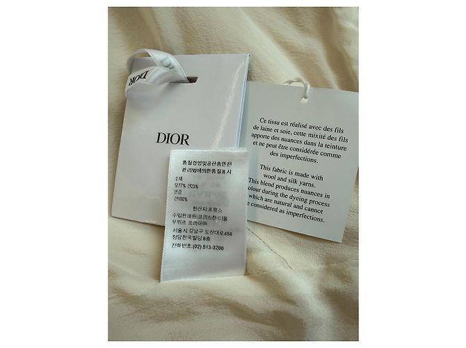 Vestido de verão Christian Dior em lã e seda - Ecru - vista 13