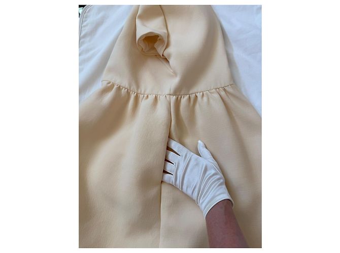 Vestido de verão Christian Dior em lã e seda - Ecru - vista 14
