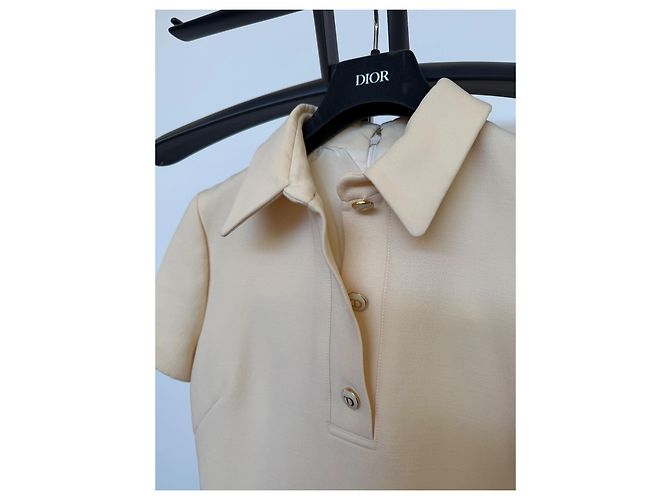 Vestido de verão Christian Dior em lã e seda - Ecru - vista 3
