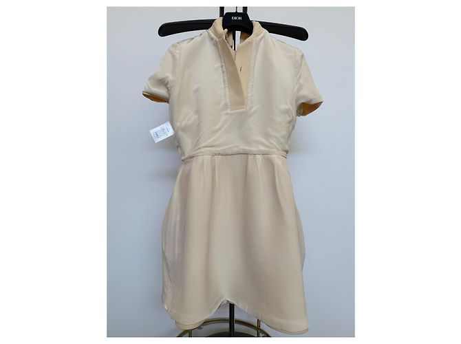 Vestido de verão Christian Dior em lã e seda - Ecru - vista 6