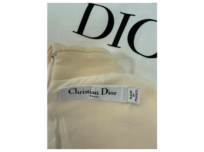 Vestido de verão Christian Dior em lã e seda - Ecru - vista 8