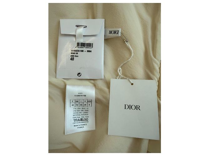 Vestido de verão Christian Dior em lã e seda - Ecru - vista 9