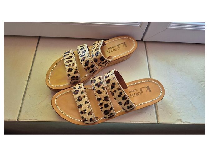 Autre Marque K.Jacques St Tropez Leder-Sandalen Leopardenmuster Poulin Braun Leopardenprint - Ansicht 2