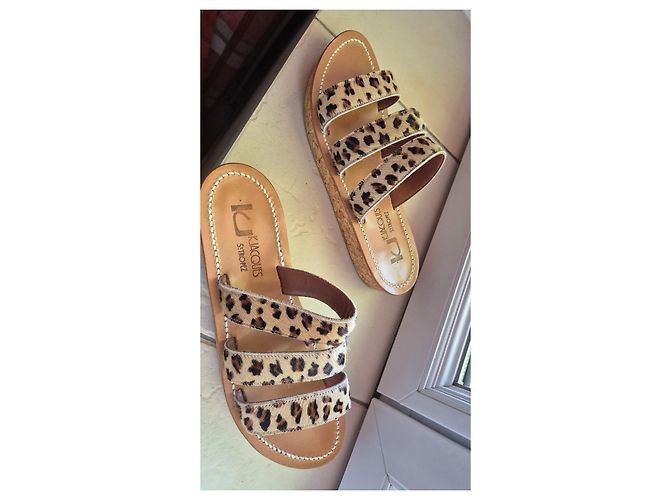 Autre Marque K.Jacques St Tropez Leder-Sandalen Leopardenmuster Poulin Braun Leopardenprint - Ansicht 5