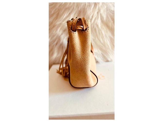 Chloé Mini Borsa a Secchiello Pelle Scamosciato Beige - vista 3