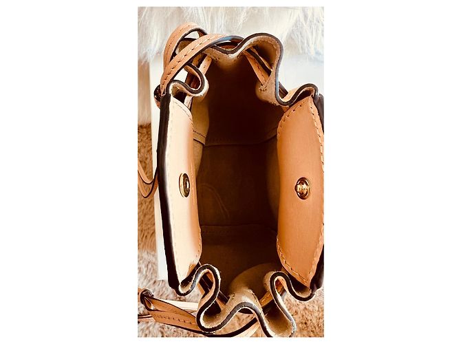 Chloé Mini Borsa a Secchiello Pelle Scamosciato Beige - vista 5
