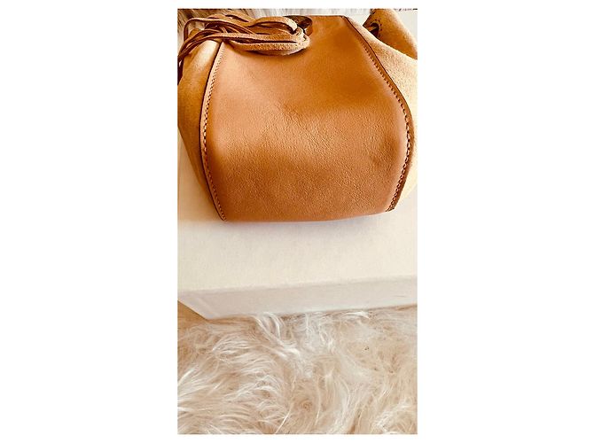 Chloé Mini Borsa a Secchiello Pelle Scamosciato Beige - vista 8